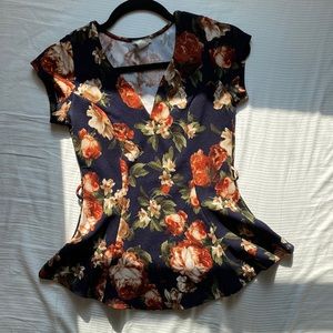 Small Floral Blouse, missing thin belt around the waist